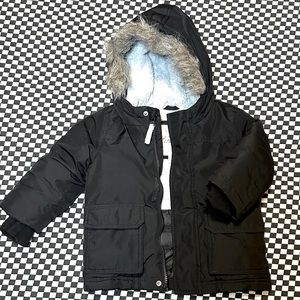 Cat & Jack toddler coat with faux fur trimmed hood - black, 2T